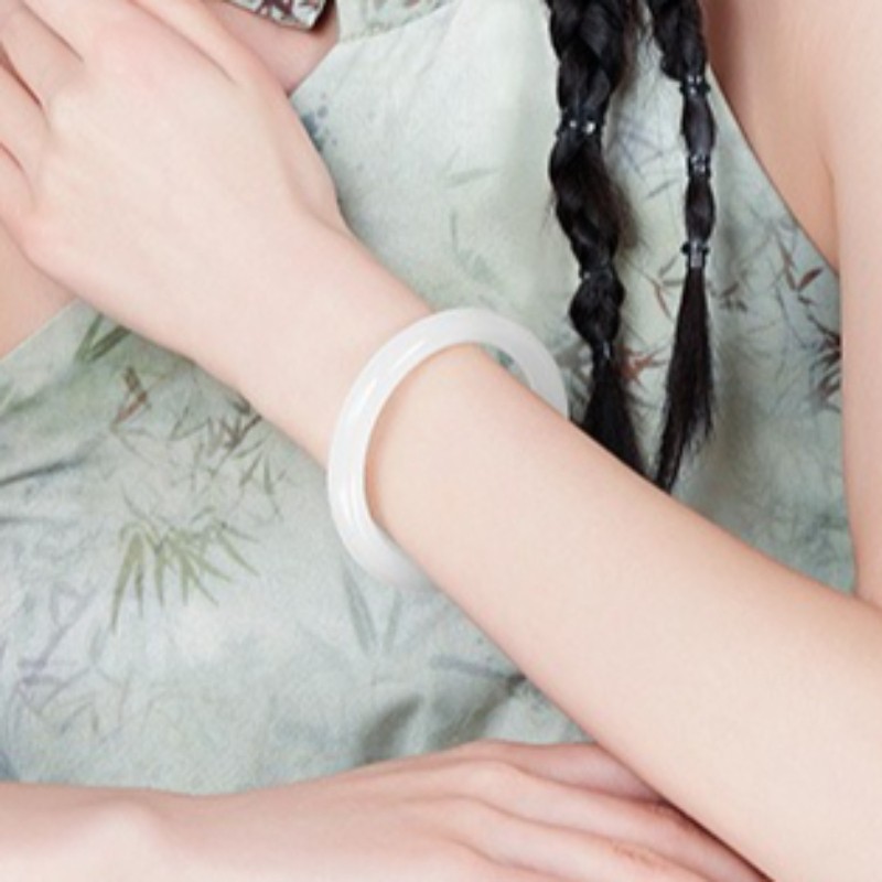10mm Certified Natural Afghan jade white Bracelet round bar fresh and sweet