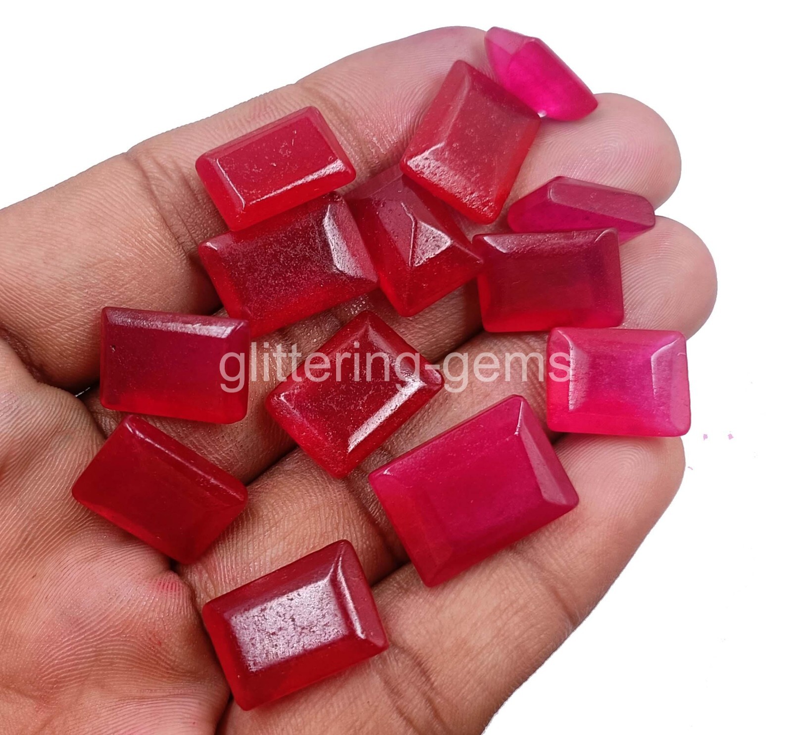 DYED 120 Ct Natural Pink Ruby Lot Emerald Cut Certified IGL Loose Gemstone 5MSZ