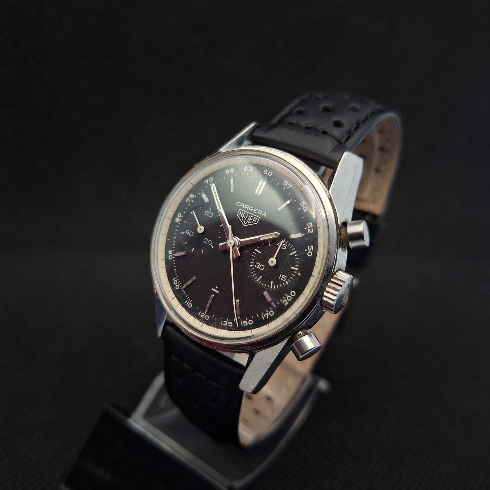 HEUER Carrera 45 Tachy ref.3647N 1st exec vintage 1965 Chronograph Valjoux 92