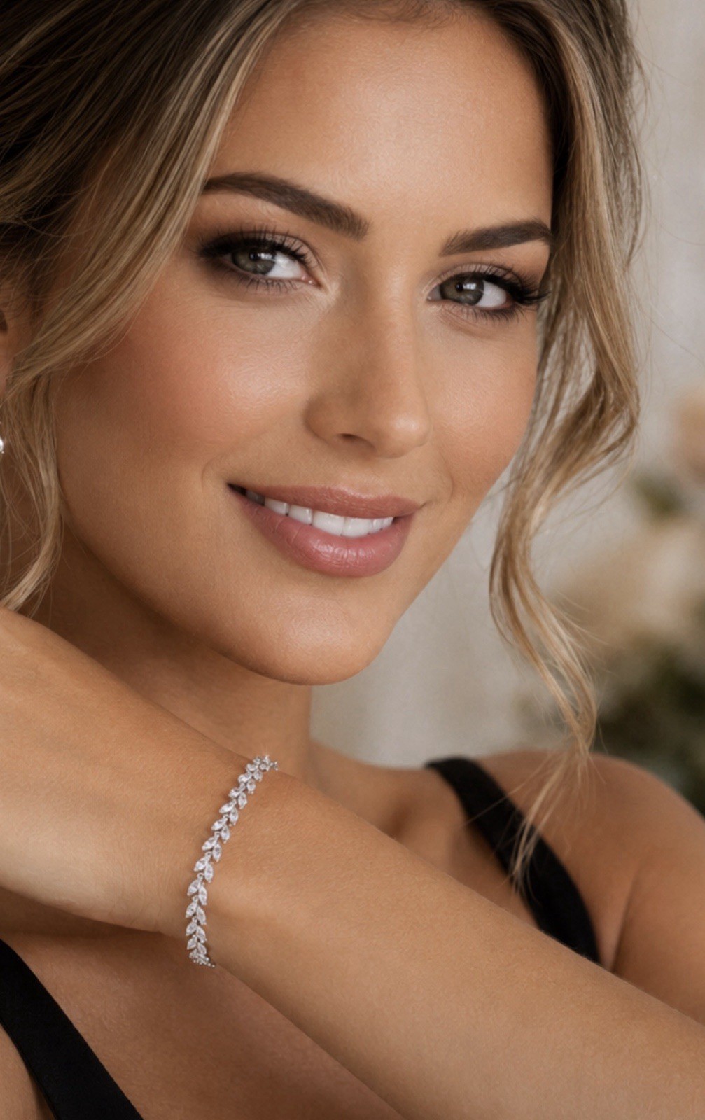 Bridal Tennis Bracelet Wedding Marquis Cut Leaf Vine CZ Silver, Gold, Rose Gold