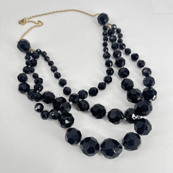 Lydell NYC Multi Strands Faceted Beaded Necklace Black Layered Chunky Y2K
