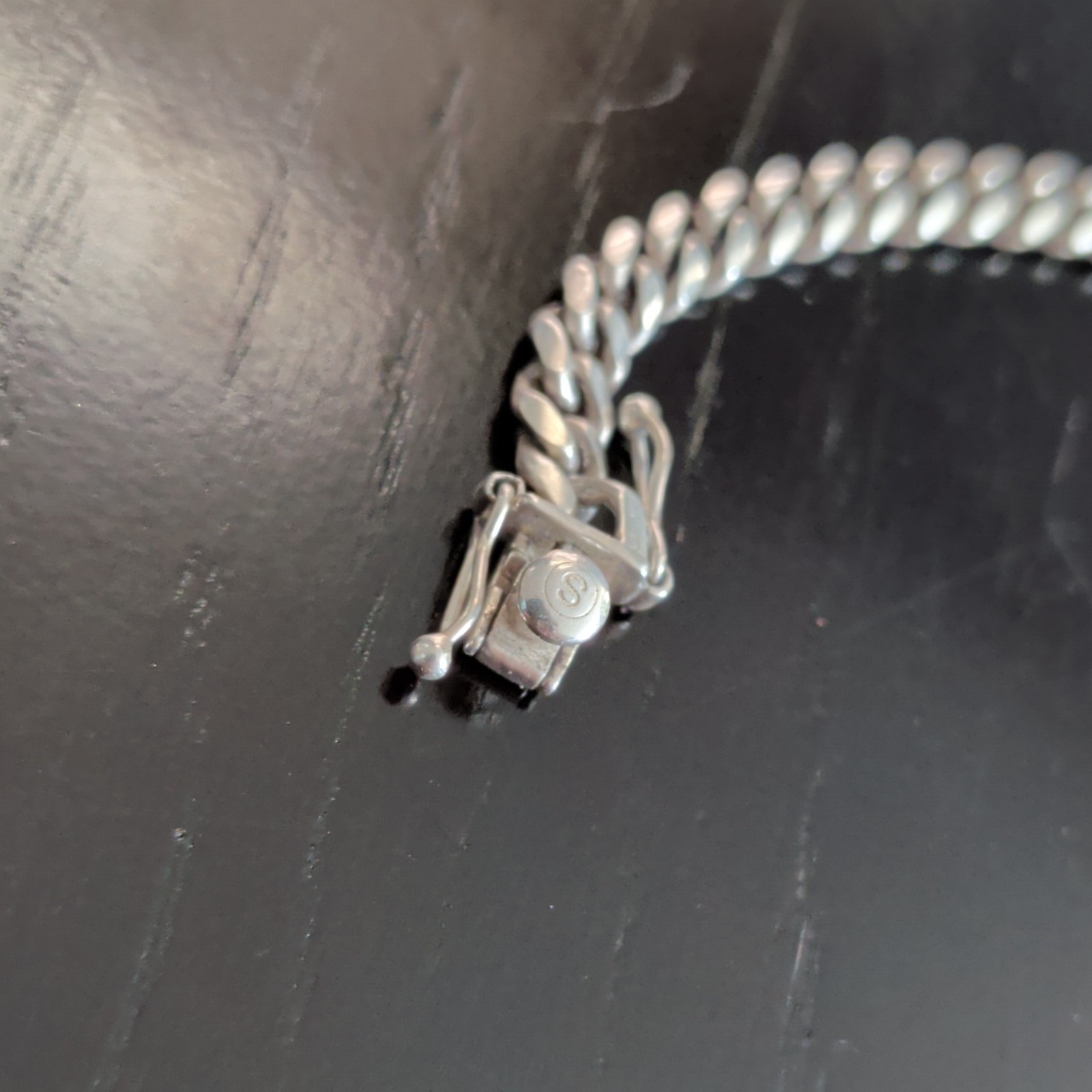 925 Sterling Silver Curb Link Chain Bracelet 8 in Box Clasp 12.5G