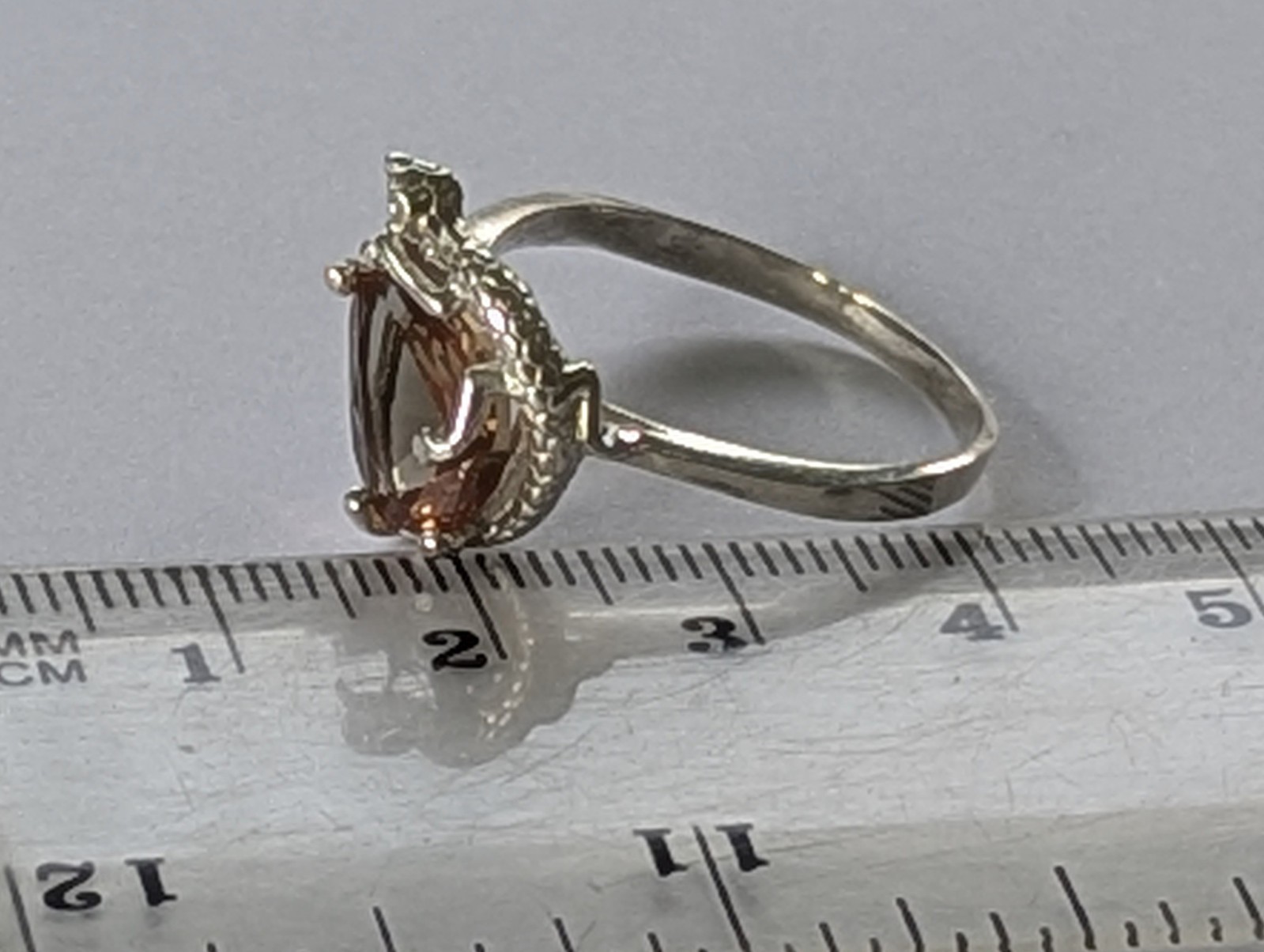 Vintage ring sterling silver 925 Size 11 Wt 3.17g Lizard Gecko Smoky quartz Gem