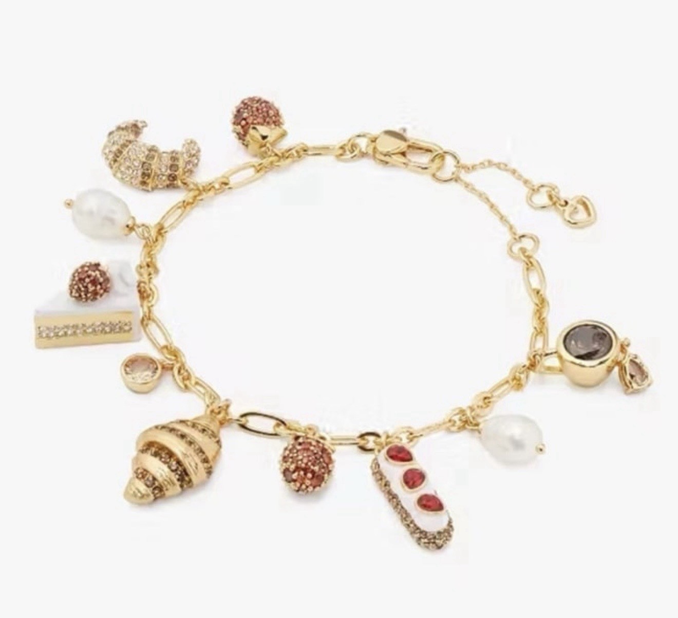 KATE SPADE Patisserie Charm Bracelet NWT Gold Tone