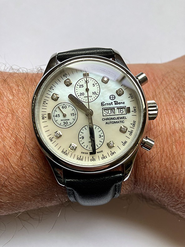 Ernst Benz ChronoJewel Automatic Watch White MOP Dial 40mm 20100 Pre-Owned