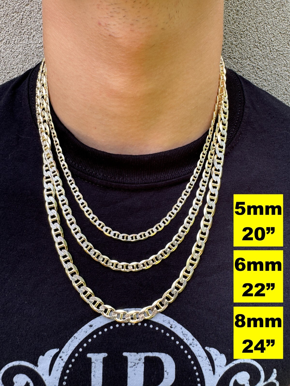 925 Sterling Silver 14k Gold Plated Two Tone Diamond Cut Mariner Chain Bracelet