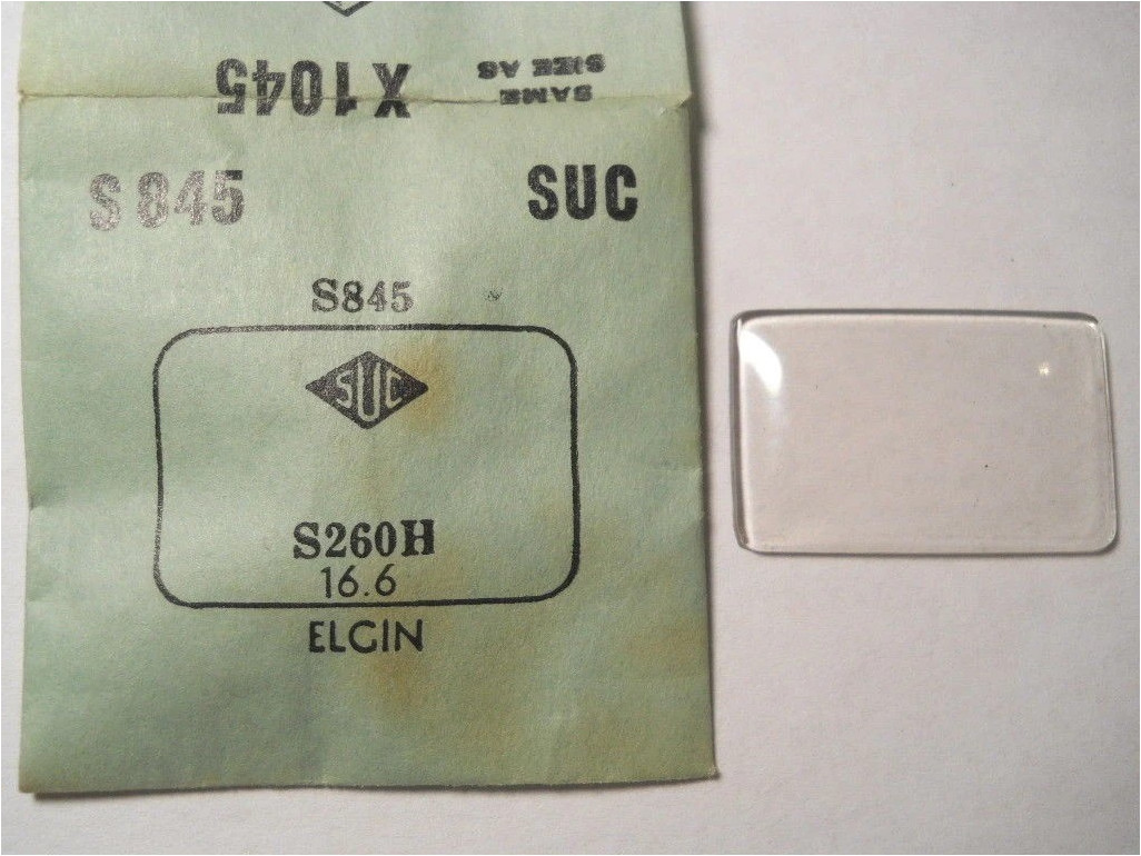 SUC S845 Watch Crystal For Elgin – 26.0 x 16.6 mm – Replacement / Repair Part