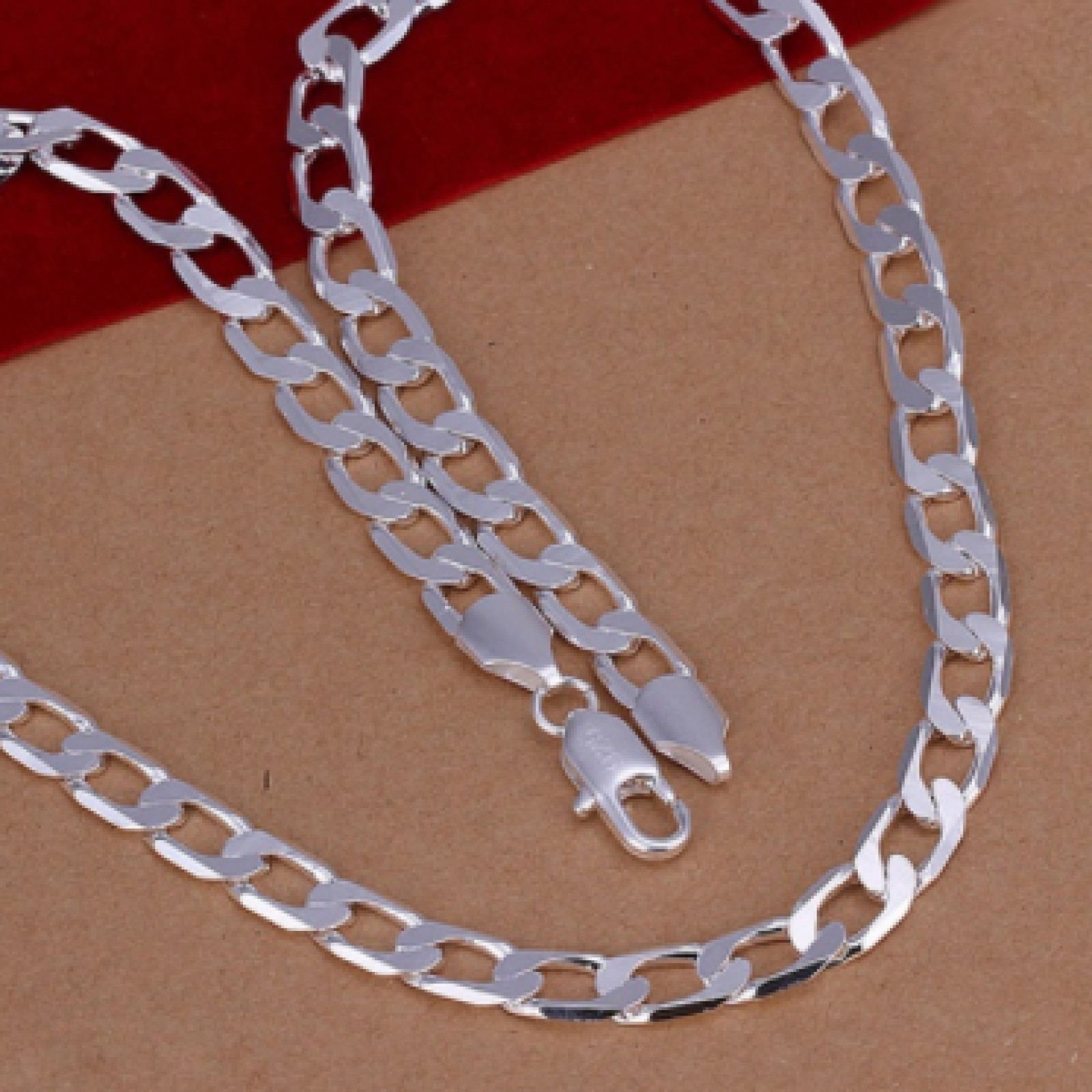 Gift Bag + 4mm Wide Quality 16-24″ Silver Curb Chain Necklace 925 8 mm Cr4S UK