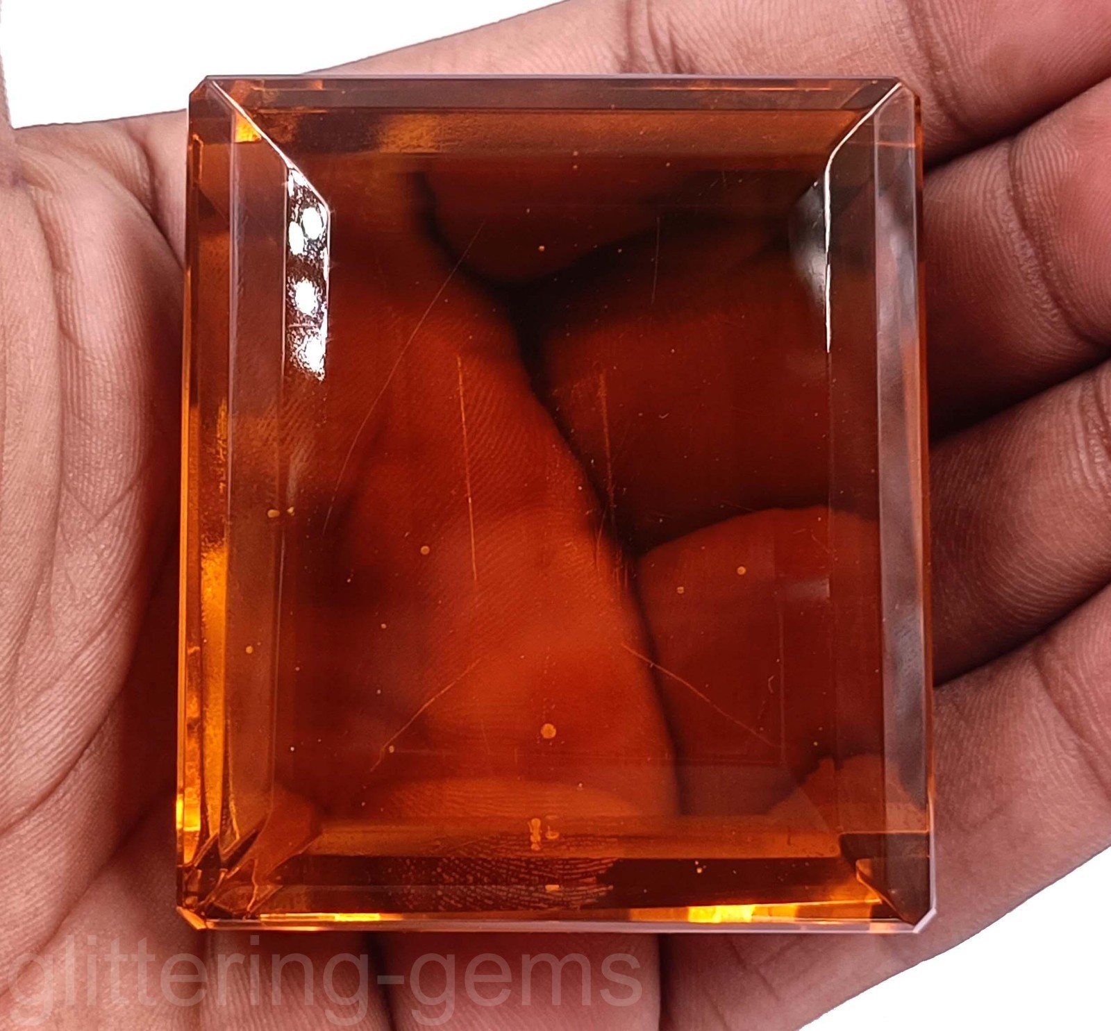 Stunning 736.80 Ct Natural Orange Sapphire Emerald Shape Certified Gemstone 5DNZ