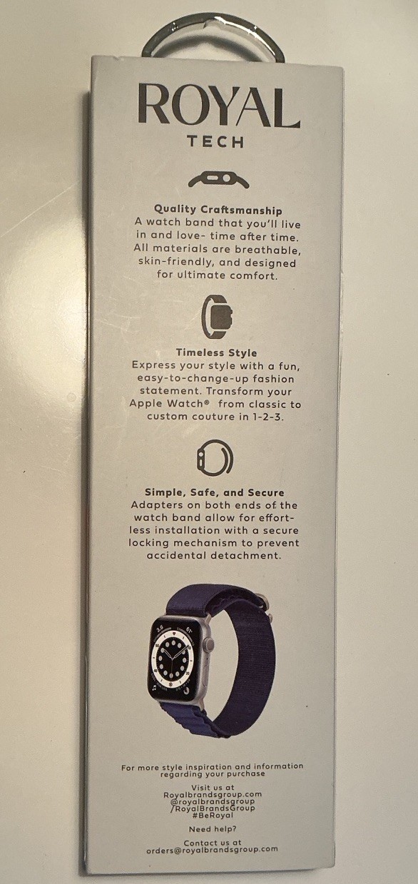 Royal Tech Navy Nylon w/Tools to Adjust Links -Apple Watch- 38MM/40MM/41MM NIB