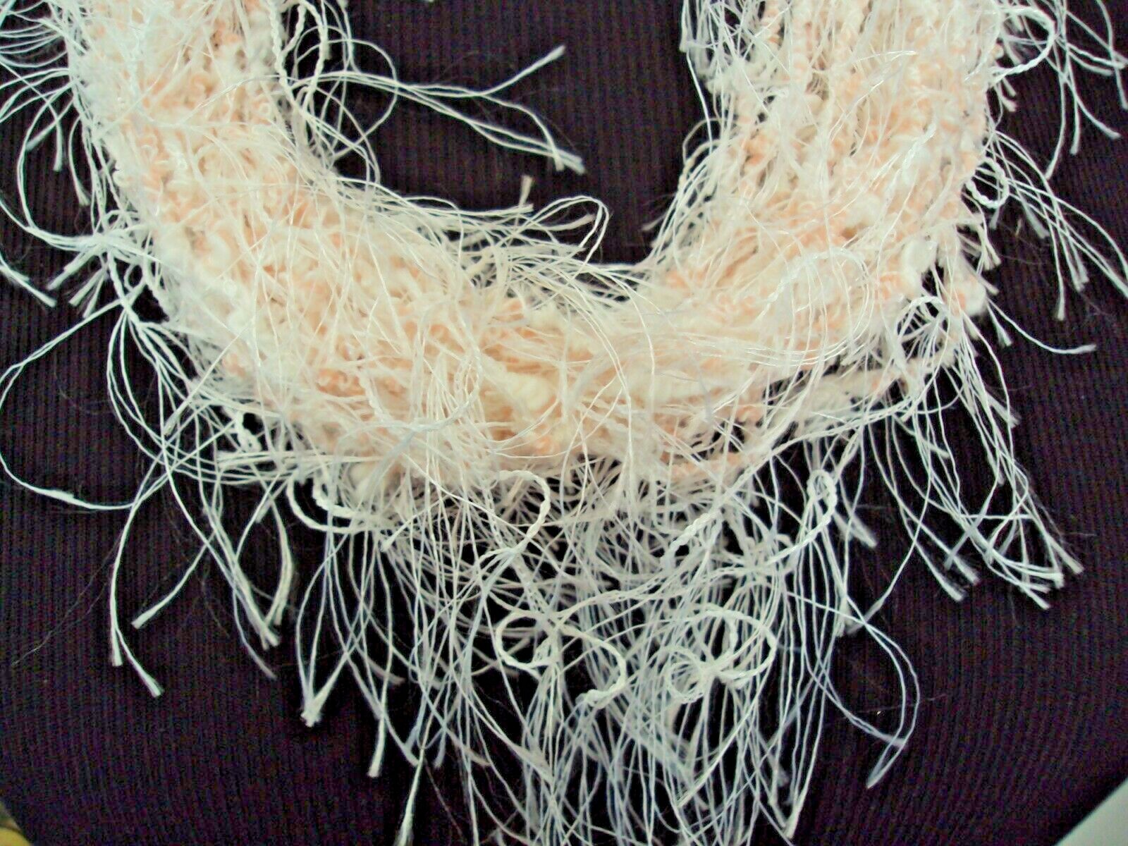 Necklace Hand Made Eyelash Yarns Sparkly Pastel Pink White Goldtone Clasp