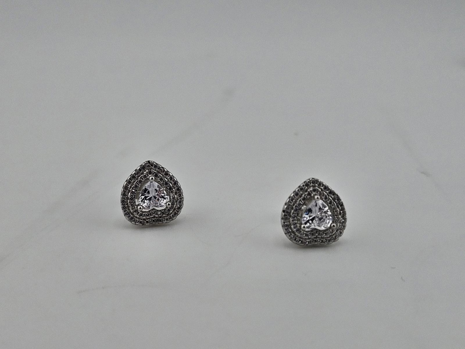 10.9mm Heart Shaped Sterling Silver Moissanite Stud Earring, Screwbacks