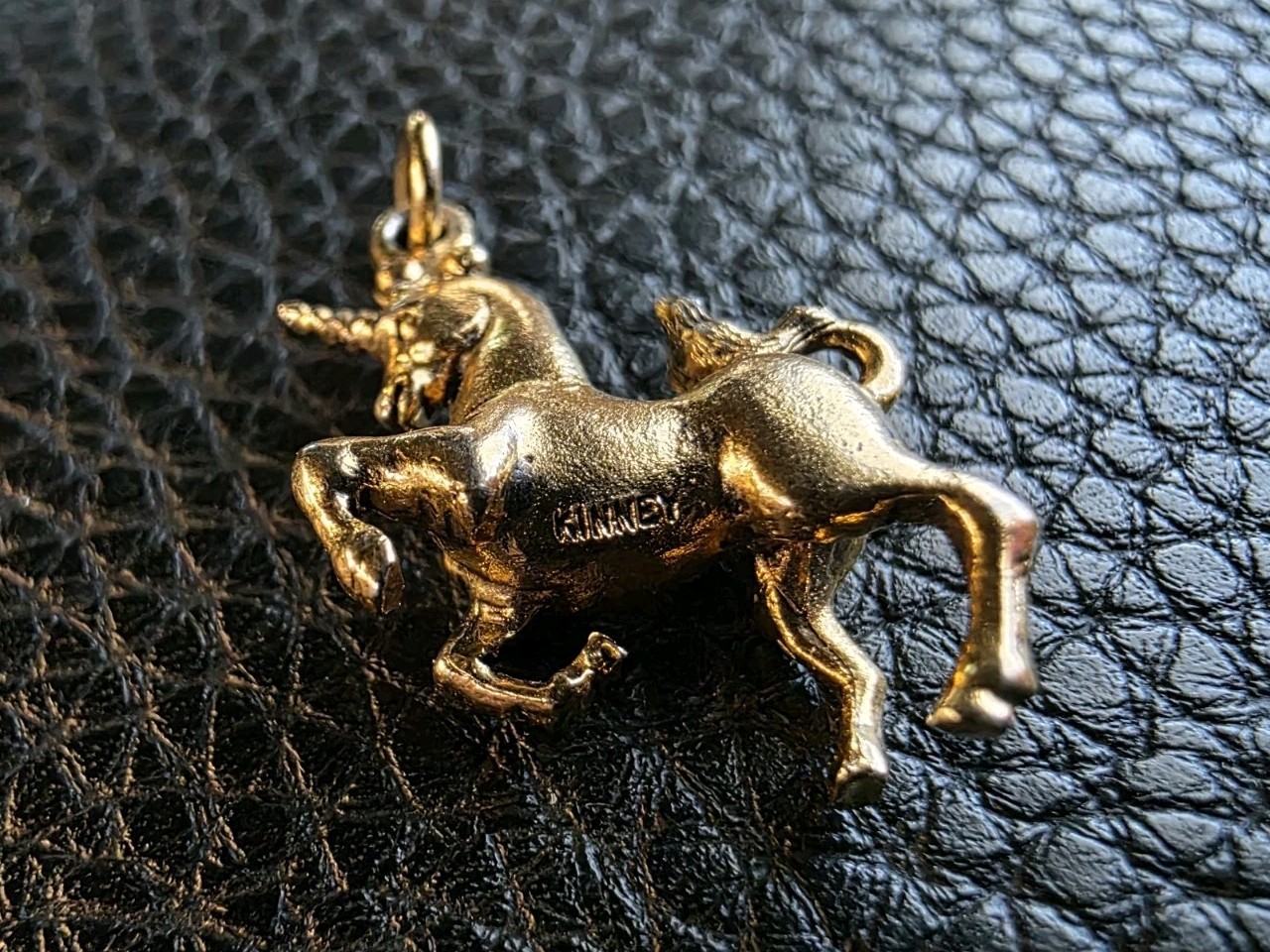 Vintage Unicorn Charm Kinney Gold Tone Pendant 3/4″