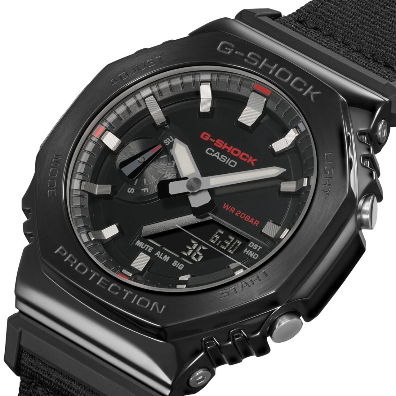 CASIO G-SHOCK GM-2100CB-1AJF Analog Digtal Watch Black Cloth Band Octagon Bezel
