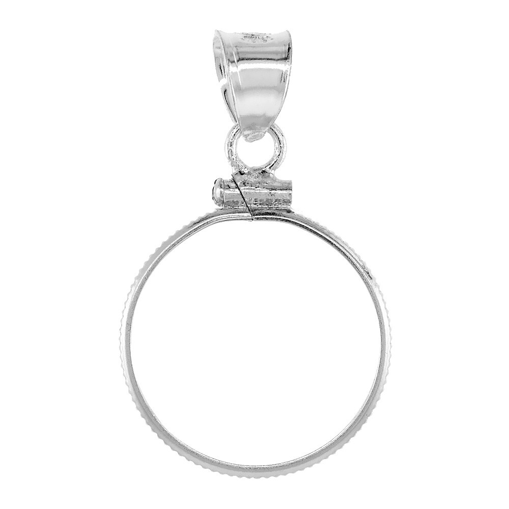 18 mm Sterling Silver Screw Top Edge 10 Cent Dime Coin Bezel Pendant, Box Chain