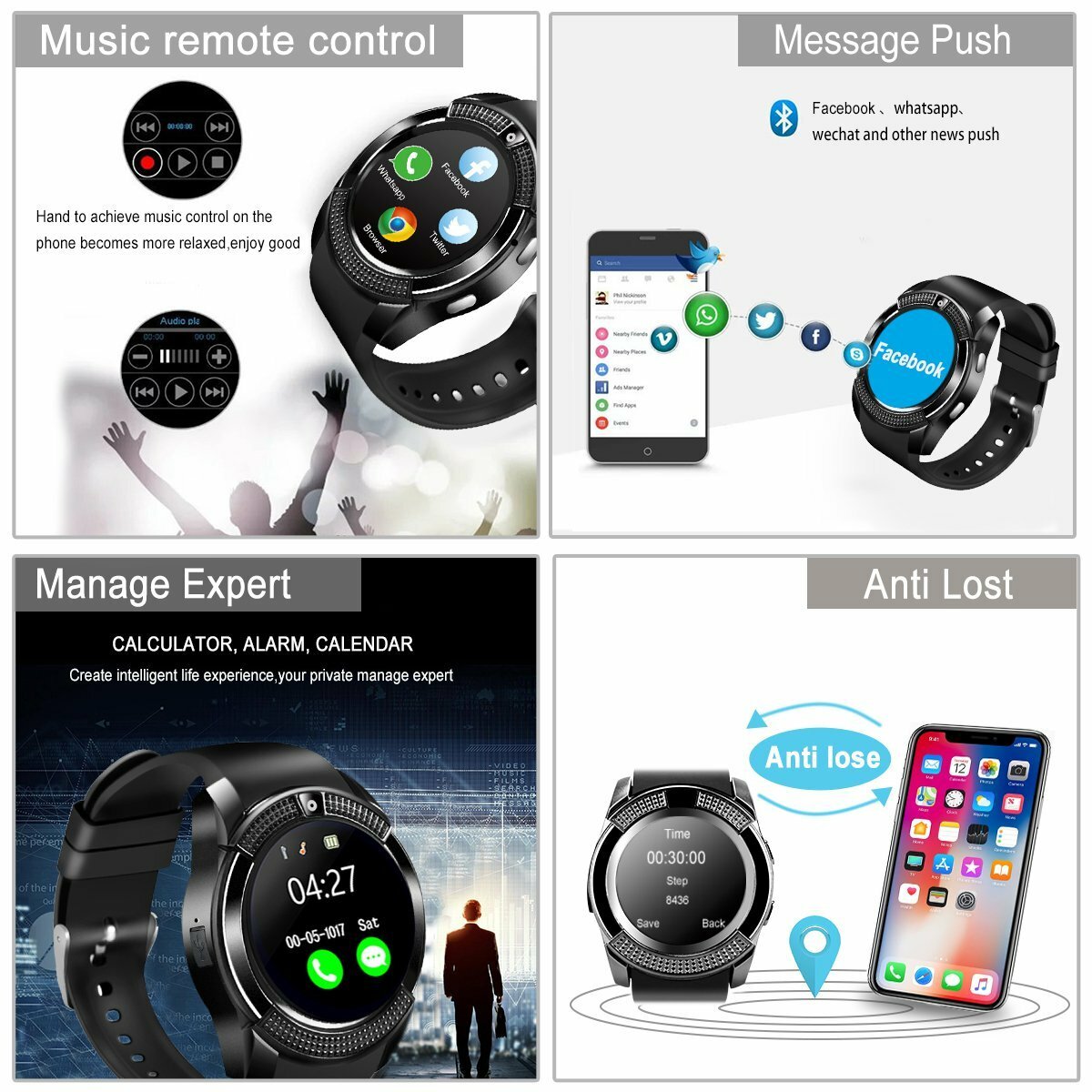 Bluetooth Smartwatch Unlocked Smart Watch Phone Answer/Make Call For Android