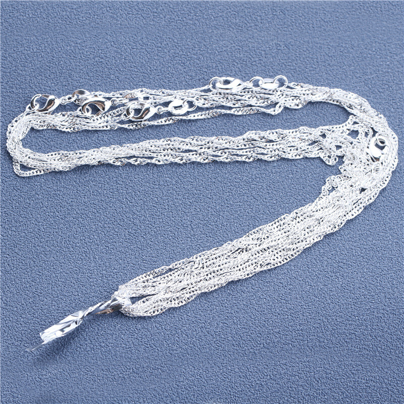 10pcs 925 Silver Water Wave Necklace Jewelry Fashion Chain Accessories Wholesale