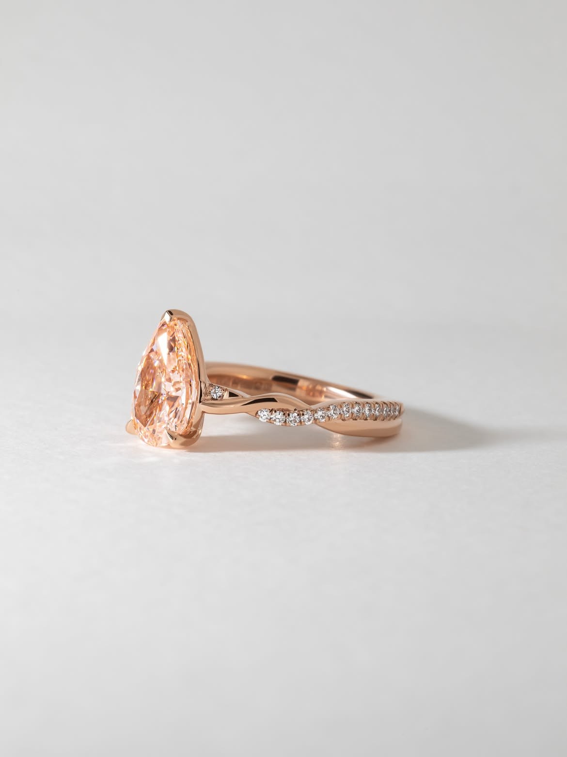 1.20Ct Pear Cut Natural Morganite Diamond Wedding Ring 14K Rose Gold Size 7 8 9