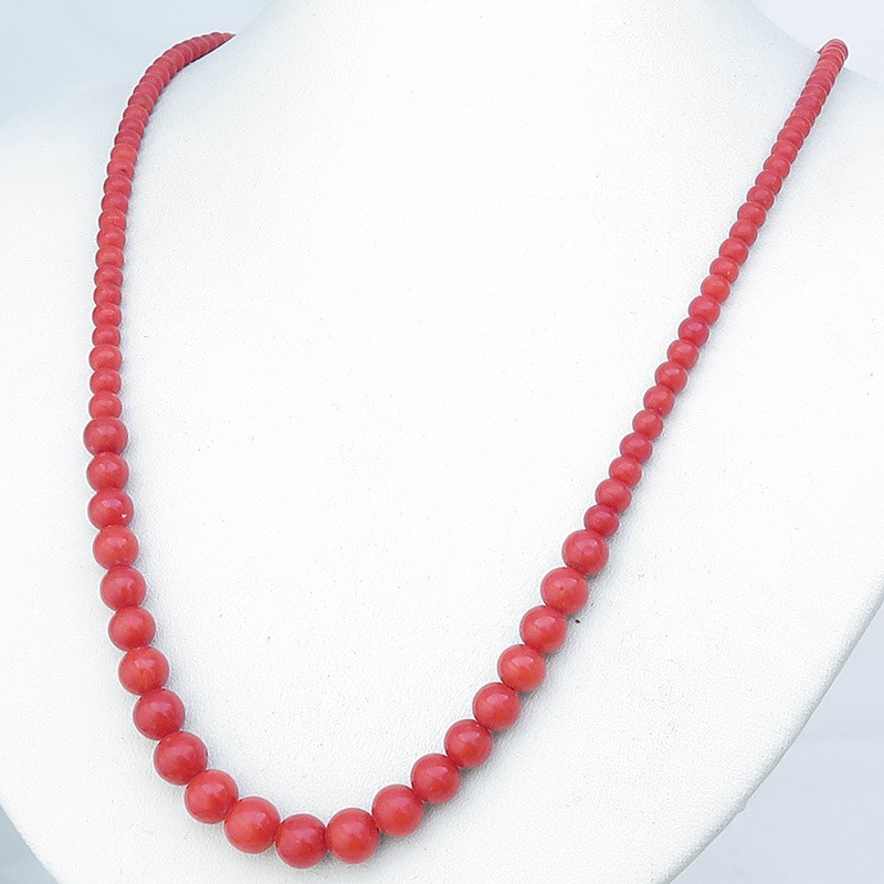 coral necklace gradient coral balls tomato red