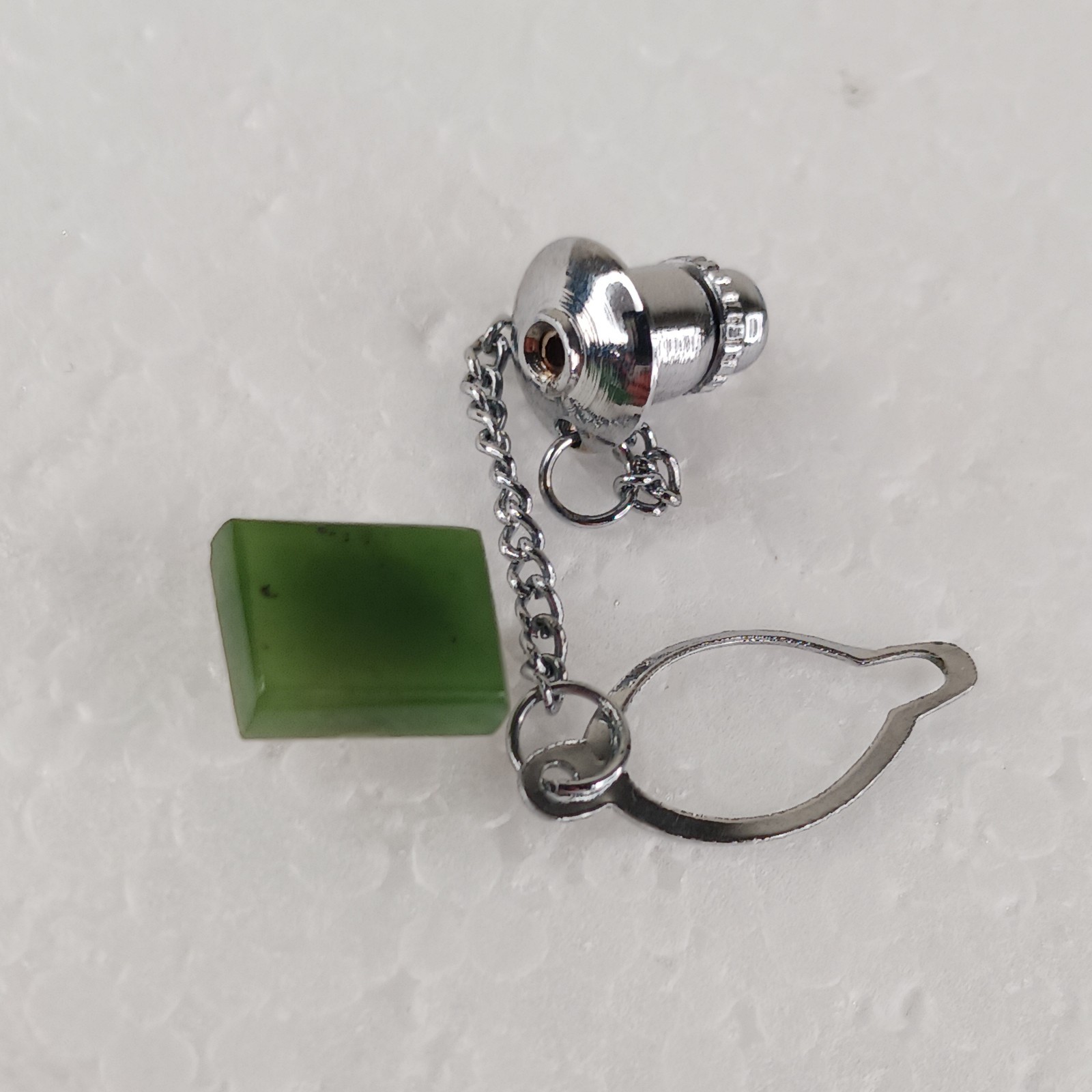 Tie Tack Pin Vintage Natural Polished Jade Classic Elegance Men’s Accessory