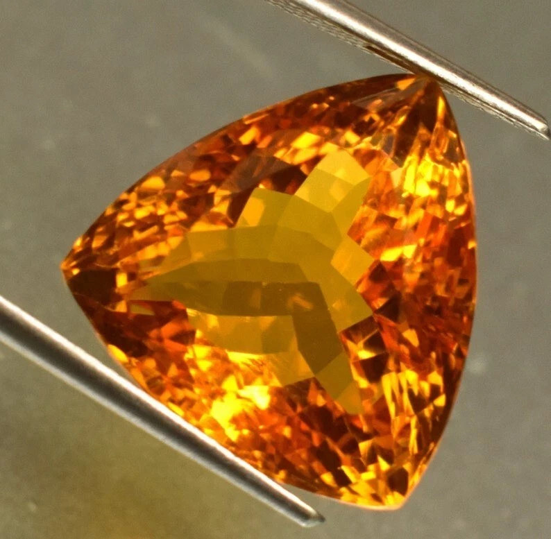 120 Ct+ Certified Natural Yellow Citrine Trillion Cut Genuine Loose Gemstone