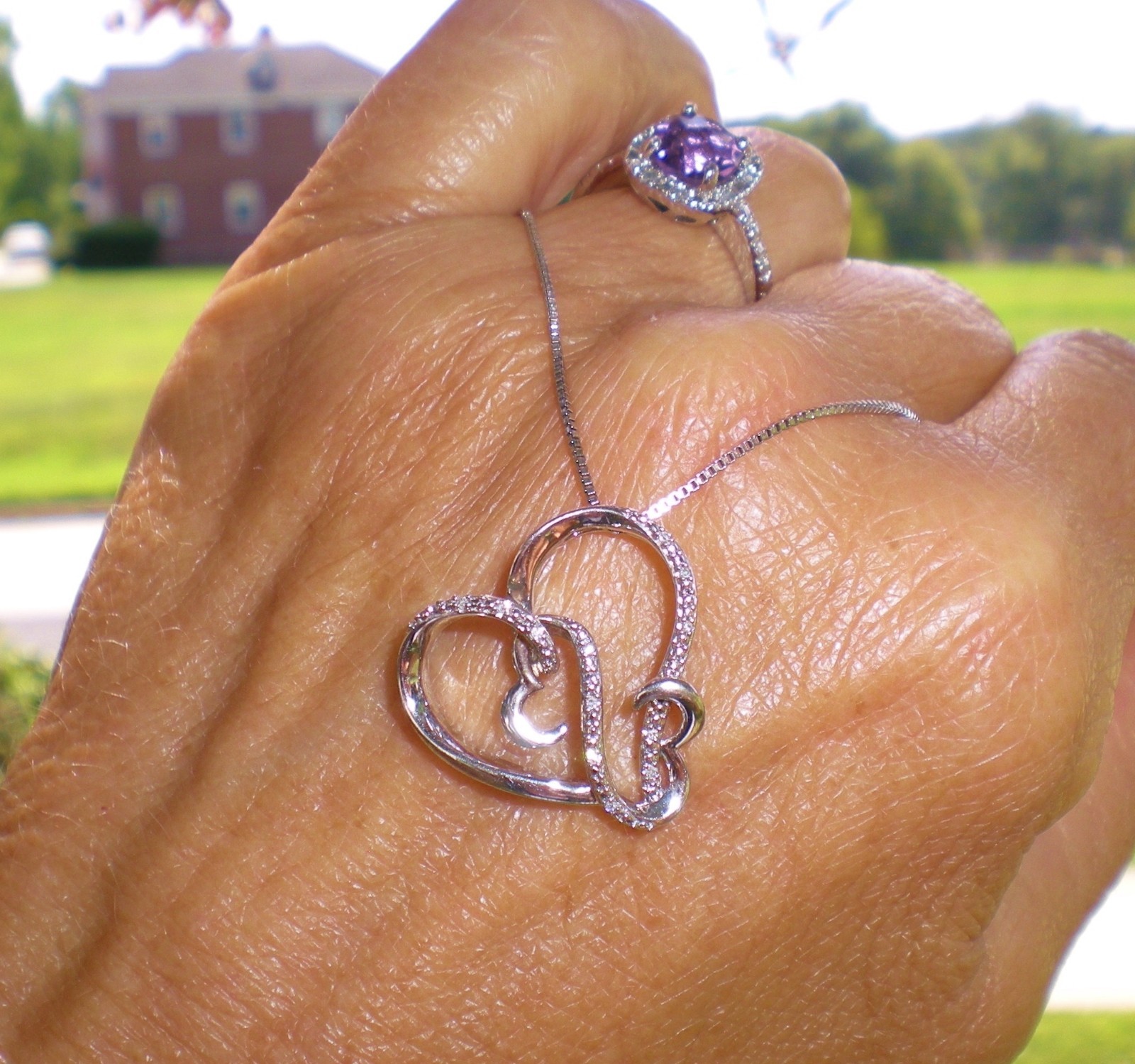 Jane Seymour Open Hearts SS Heart-Shape Diamond Accent Necklace 💎 KAY Jewelers