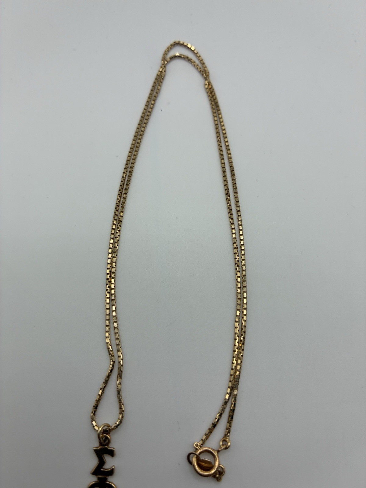 14k Gold Box Chain Necklace w/ Pendant, 3.25g