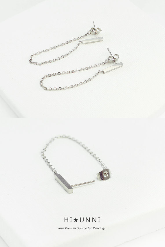 20g Chained earrings / long chain earrings / threader earrings / stainless steel
