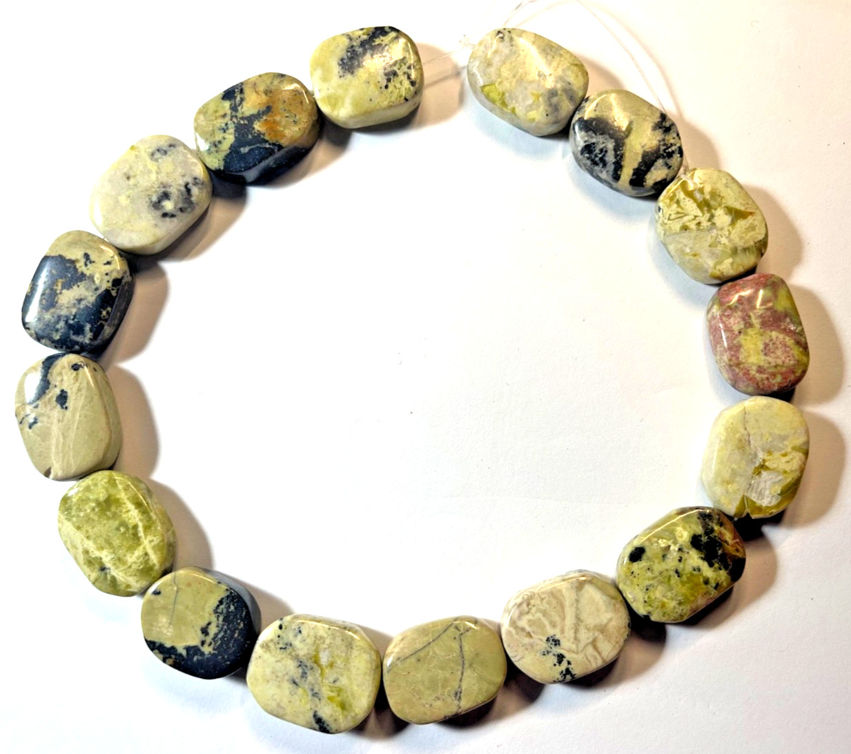 VINTAGE YELLOW TURQUOISE OVAL BEADS26X20X10 MM 15″ STRAND BELOW WHOLESALE