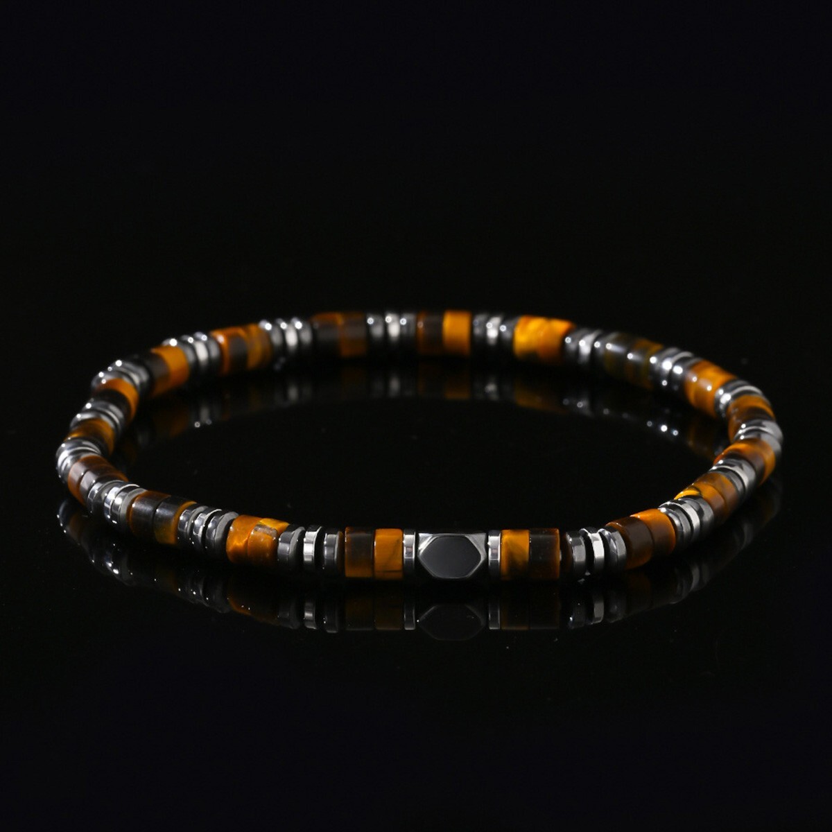 Tiger Eye Hematite Beads Stretch Men’s Bracelet Protection Strength Luck Attract