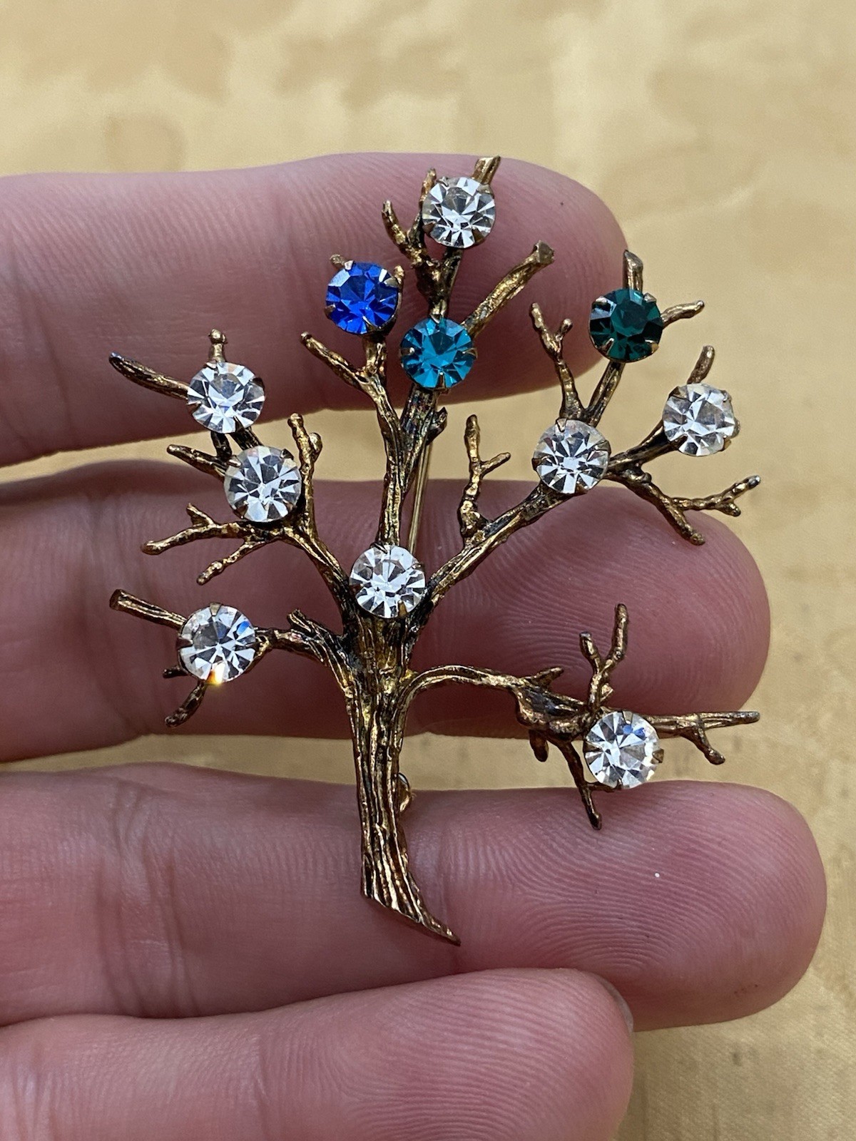 Vintage Gold Over Sterling Silver 925 Tested Estate Acquired Tree Brooch Pin