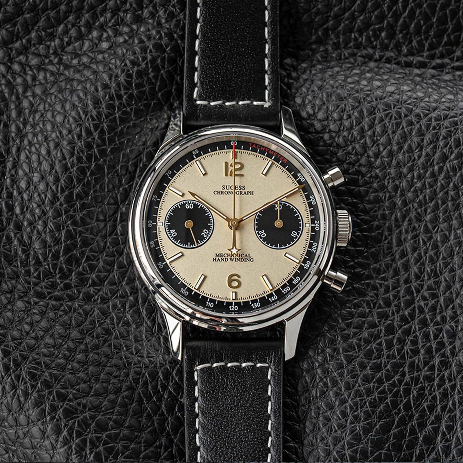 Seagull Sugess ST1901 Panda 38mm Champagne Chronograph Sapphire Display 1963