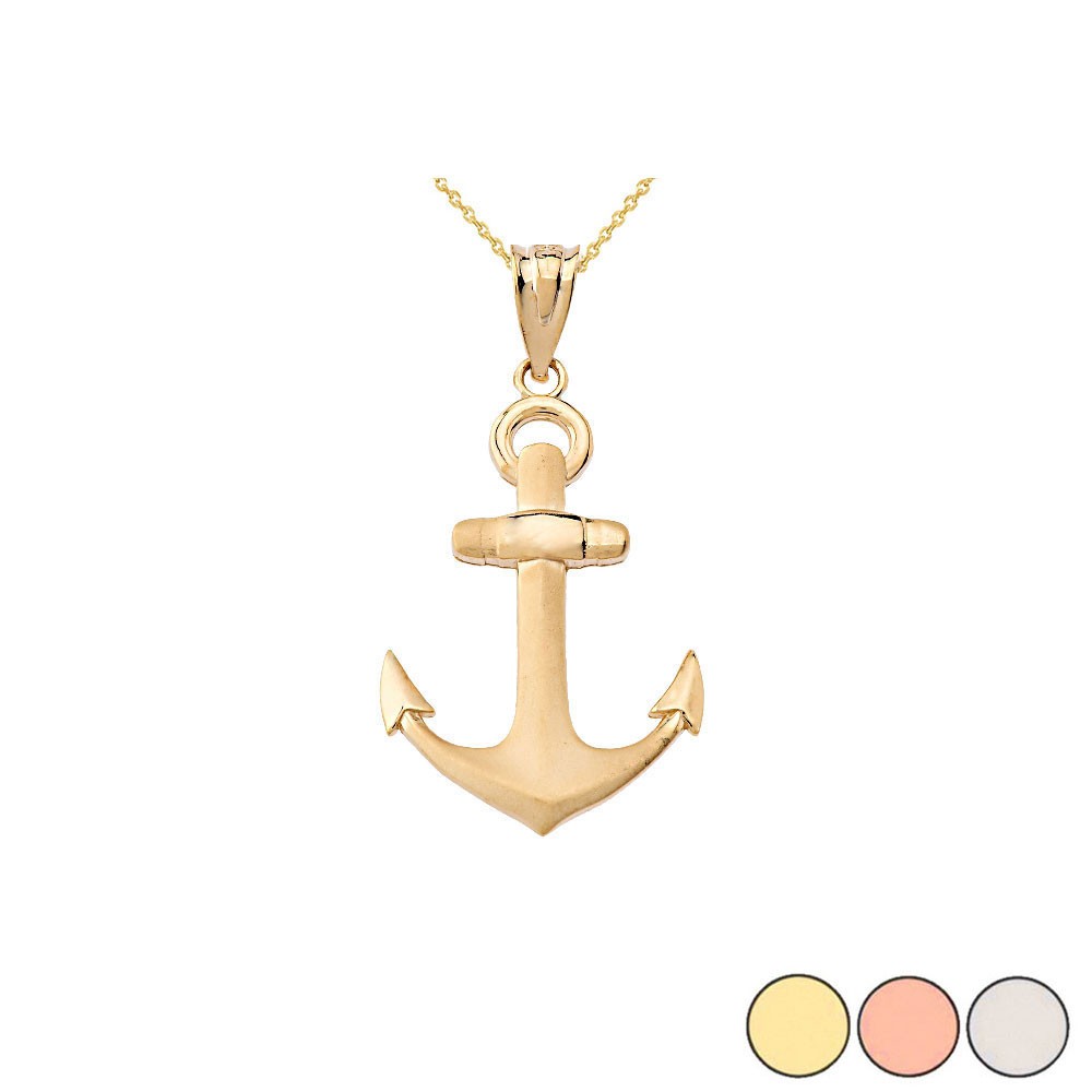 Nautical Anchor Pendant Necklace in Gold (Yellow/Rose/White)