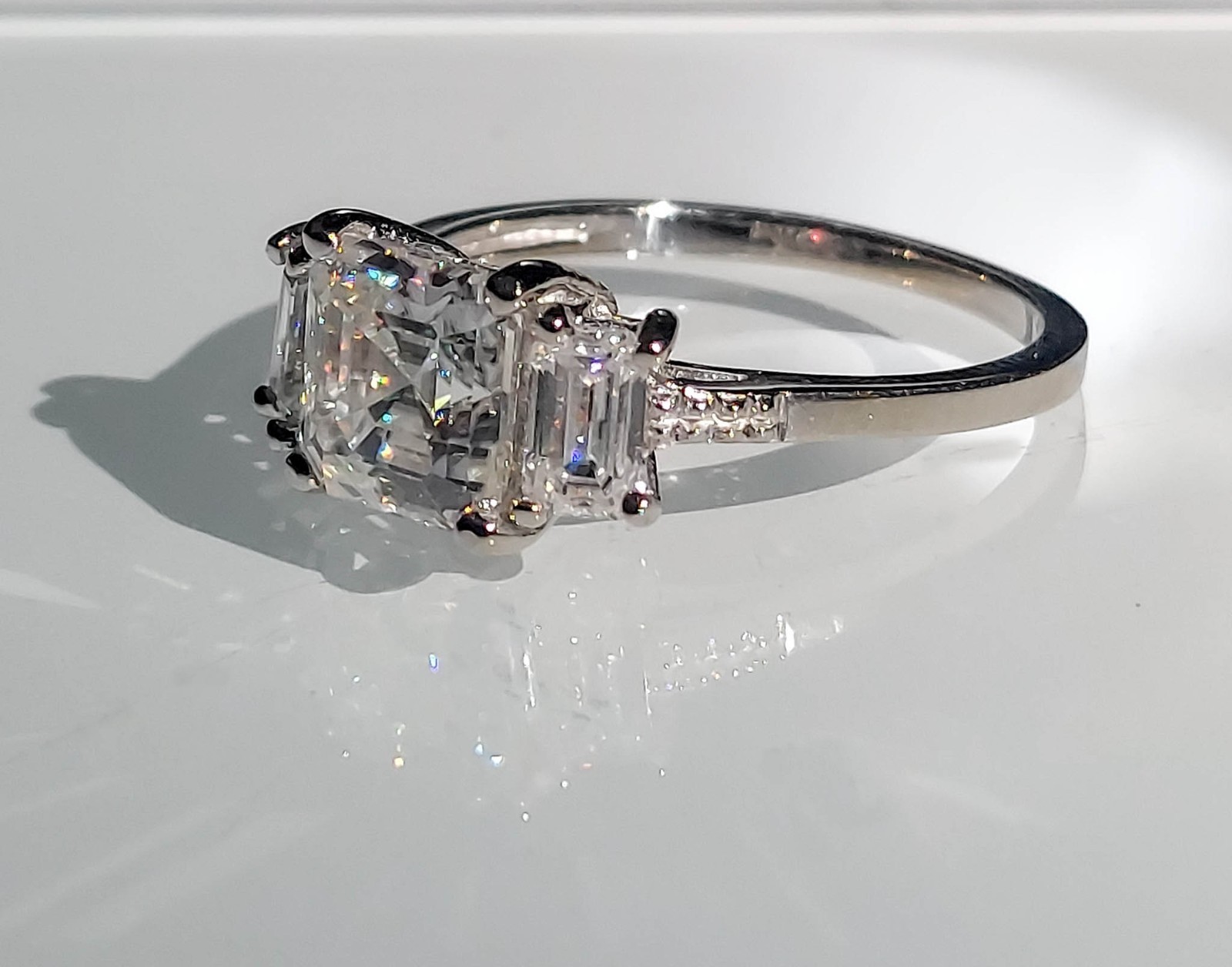 Estate ring ,10k gold ,3 carat certified Moissanite ring. Size 7.25