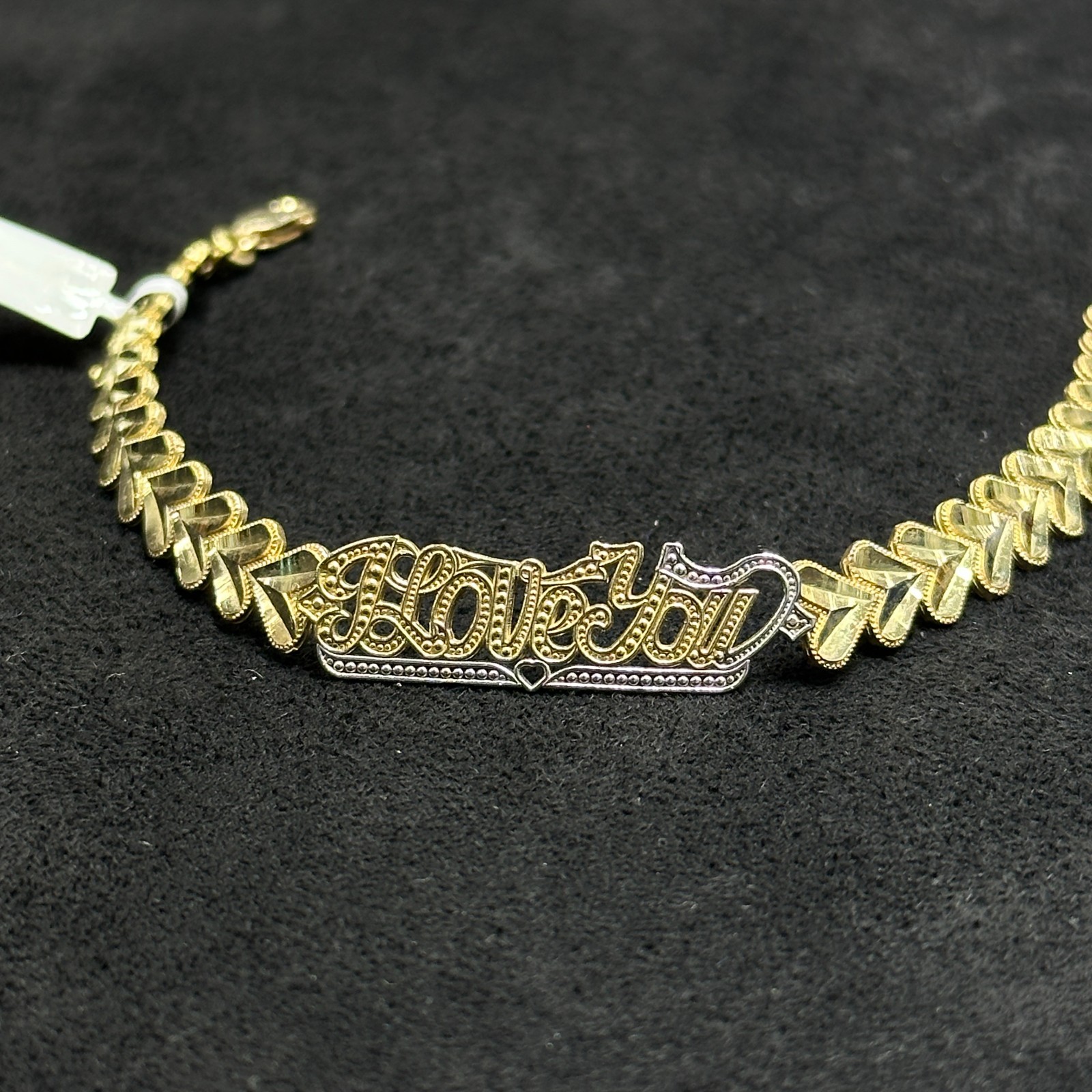 I Love You Bracelet with Heart 10k Gold 7 inches