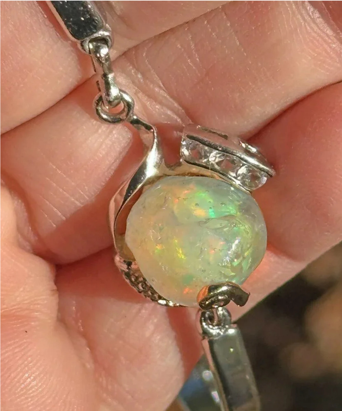 Vintage HUGE Seven Carat Opal Cuff Bracelet