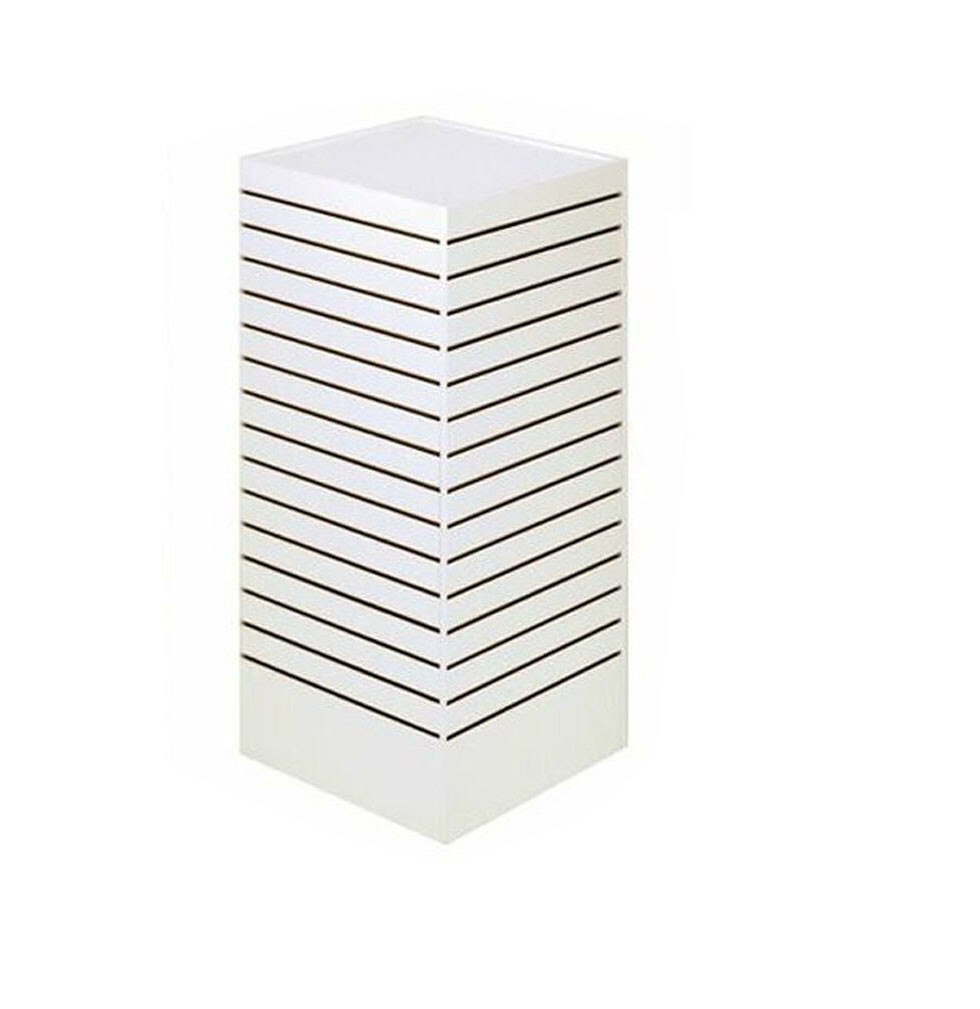 White – 24”L x 24”W x 54”H Slatwall Tower Unit Retail Store Display Fixture