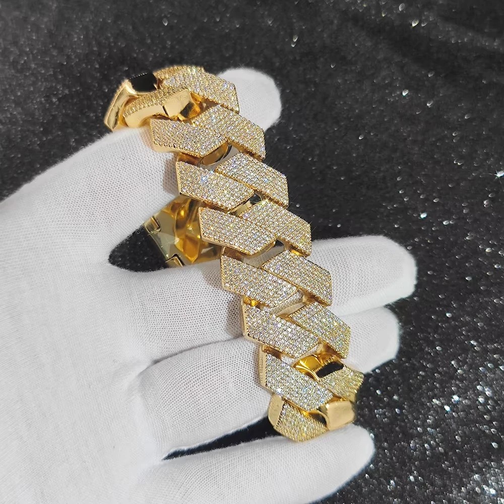 Thick Heavy 15mm Six Rows Prong Setting Cuban Link Chain Iced Out Hip Hop White