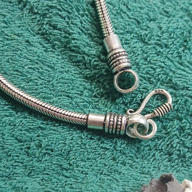 Handmade in India 9in snake chain S Hook solid 925 bracelet 26g weight 9in