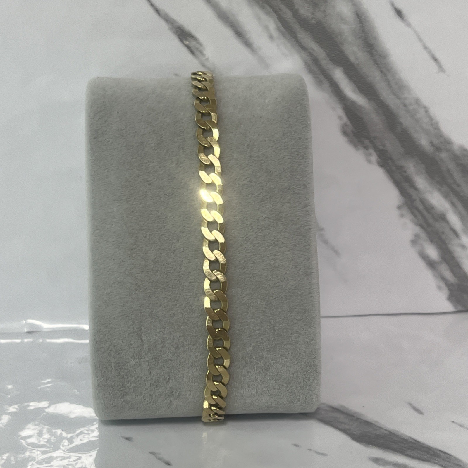 14k Yellow Gold Flat Cuban Link Bracelet