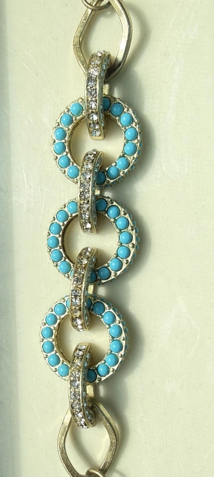 Women’s Contemporary Summer Bracelet With Blue Beads And Rhinestones – 7.5 “