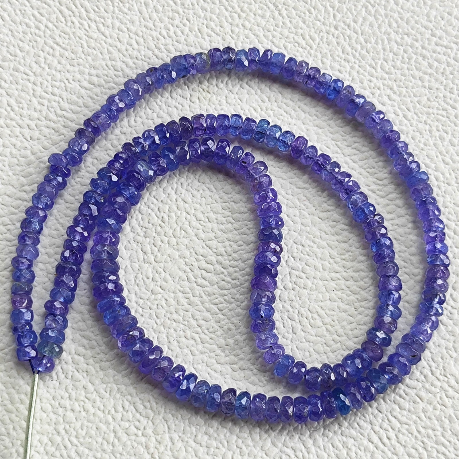 Natural Tanzanite Faceted Rondelle 4-4.5mm Beads Tanzania Gem 16″ Strand DIY