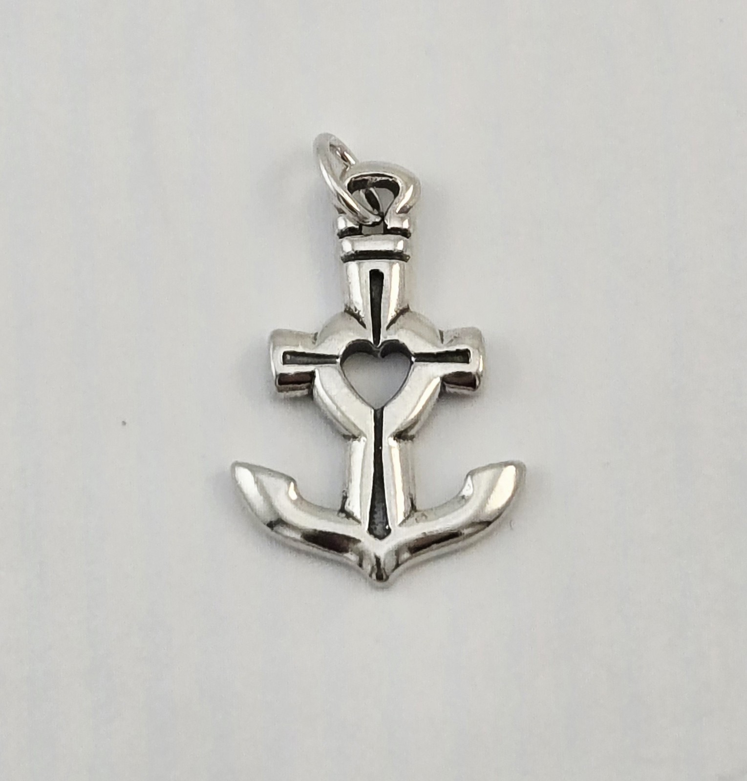 Vintage Sterling Silver Anchor Heart Love Nautical Sailor Pendant – 3.3g