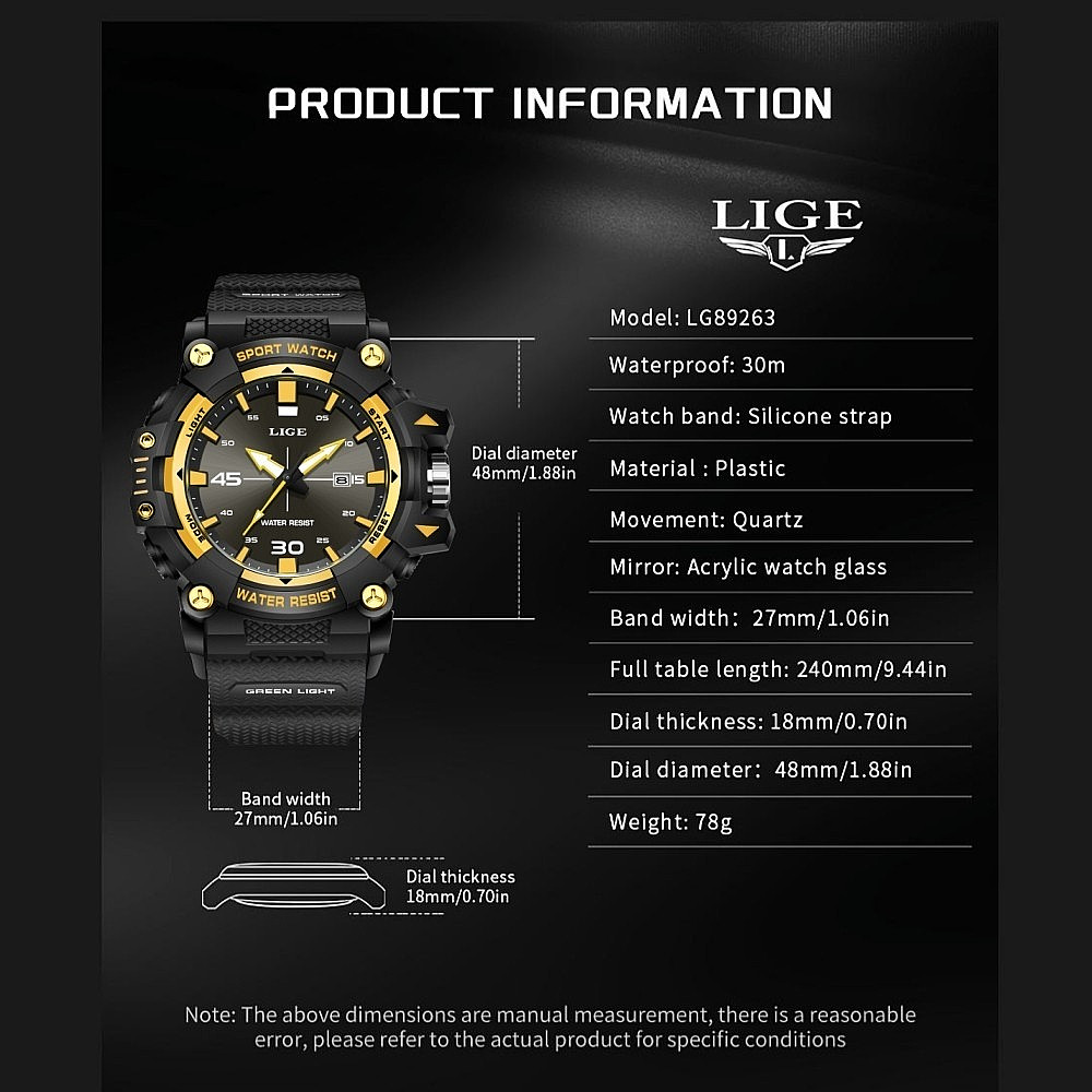 Luxury Men’s Watch Quartz Diver Sport Analog Luminous Waterproof Man Wristwatch