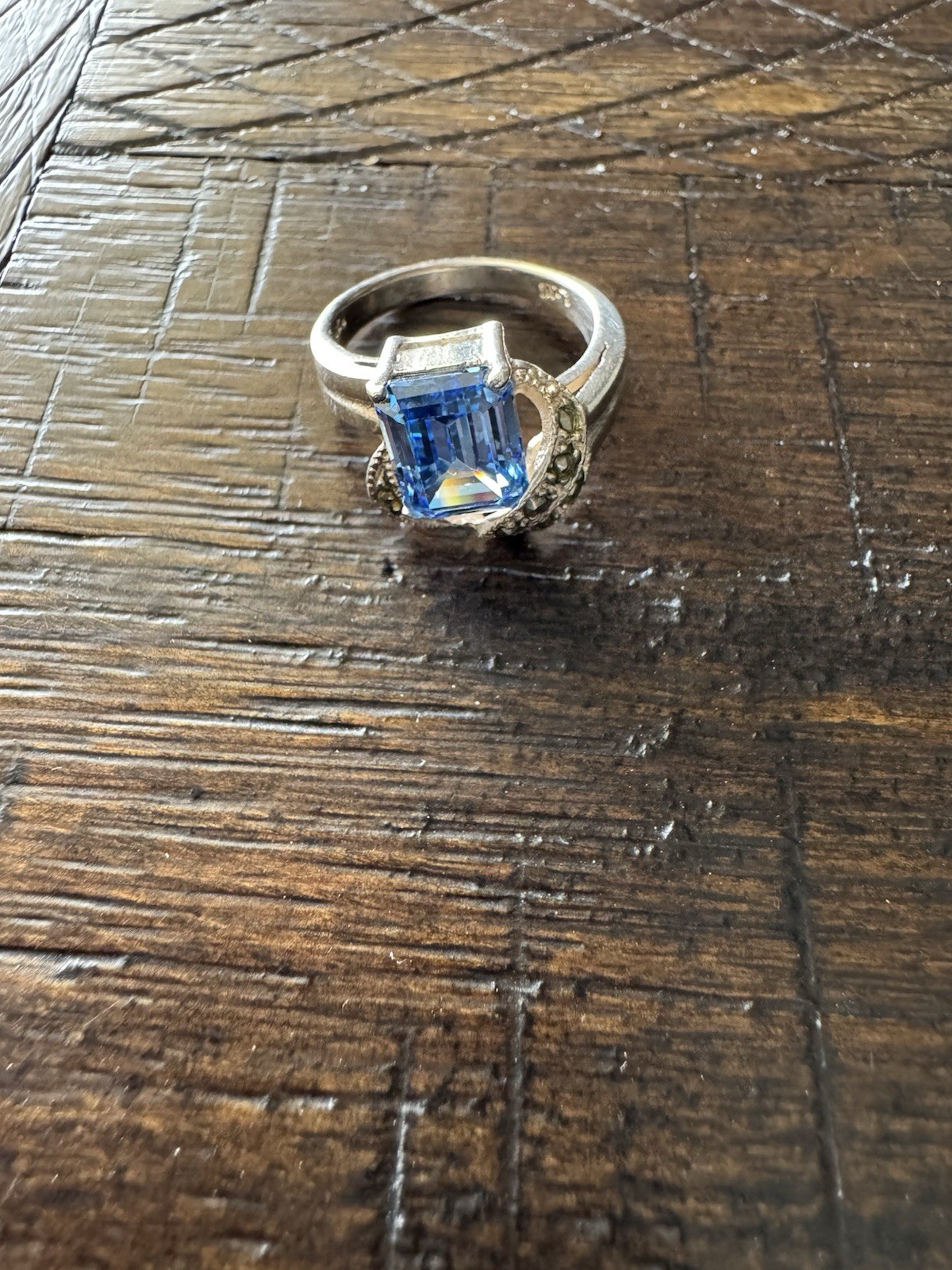 VTG L&H 925 Sterling Silver &Cz Marcasite Ring Size 5