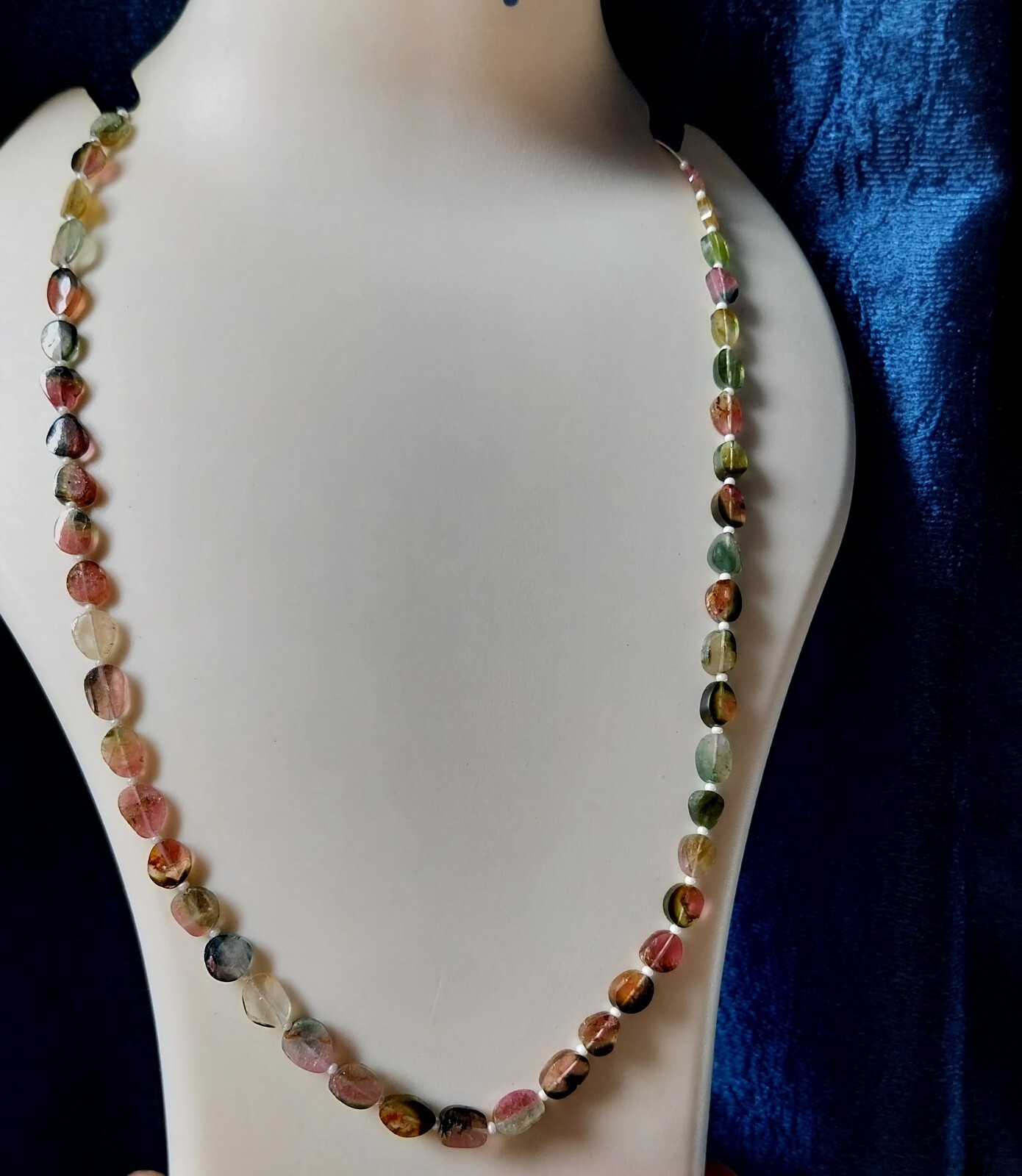 42Ct Natural Smooth Watermelon Amazing Bi Color Tourmaline Slice 16 inch Beads