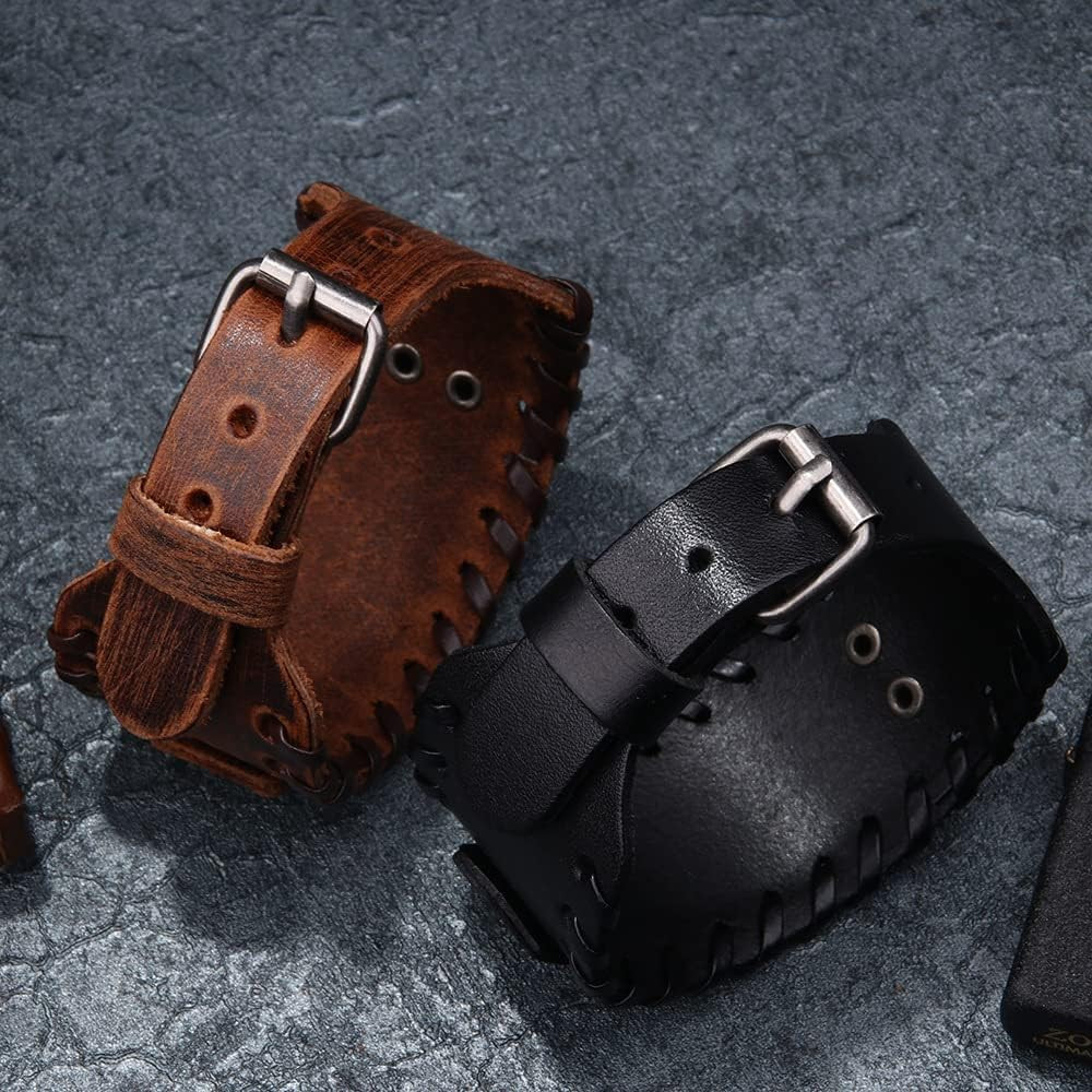 Celtic Solar Cross Bracelet, Leather Cuff Wristband with Irish Charm Amulet
