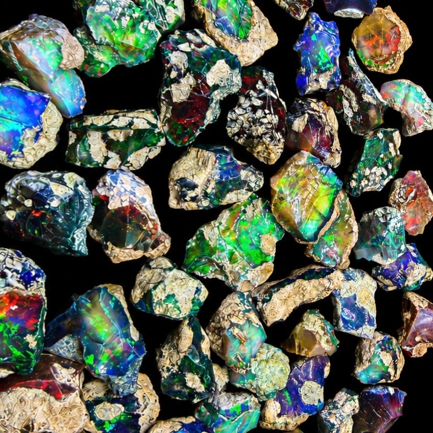 Natural Black Ethiopian Opal Rough Lot Multi Fire Raw Dry Opals Wholesale