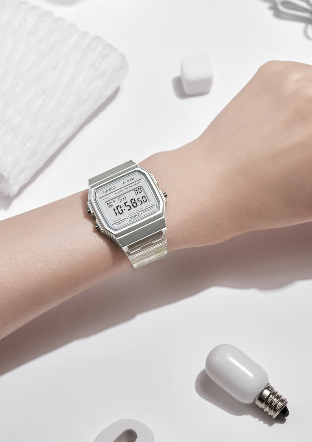 Casio F-91WS-7JH Clear White Digital Quartz Watch Unisex