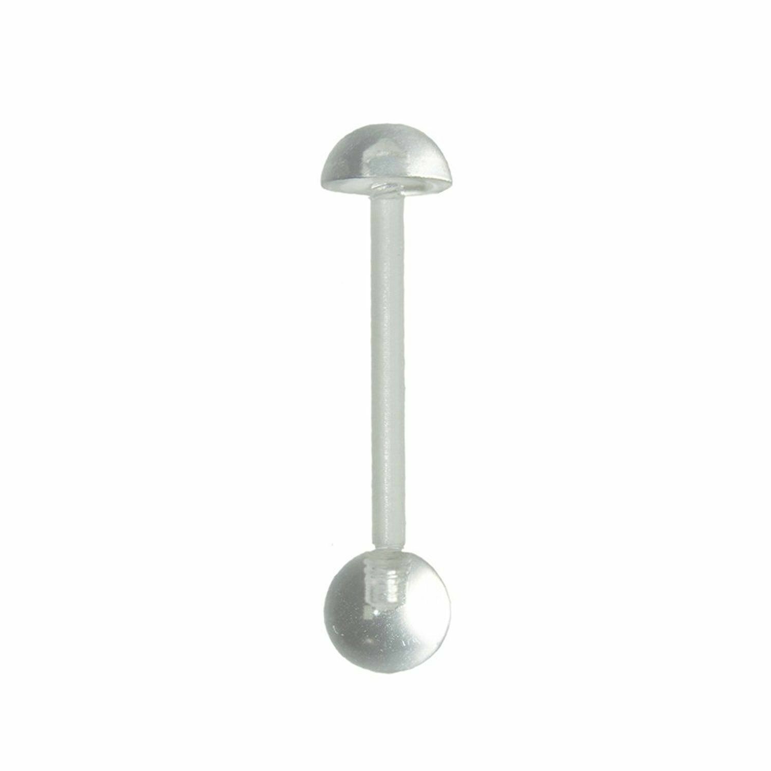 Tongue Ring Retainer Flexi 14g Body Jewelry with Ball and half ball